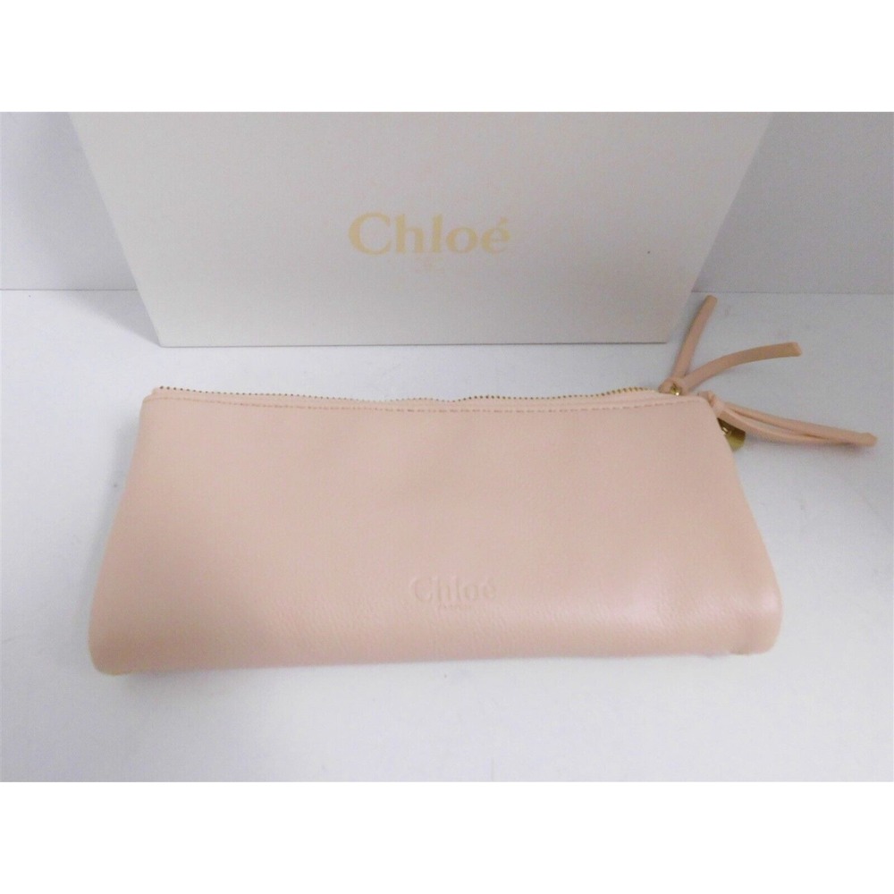 New Chloe Parfums Light Pink Canvas Double Pouch Pochette Clutch Bag